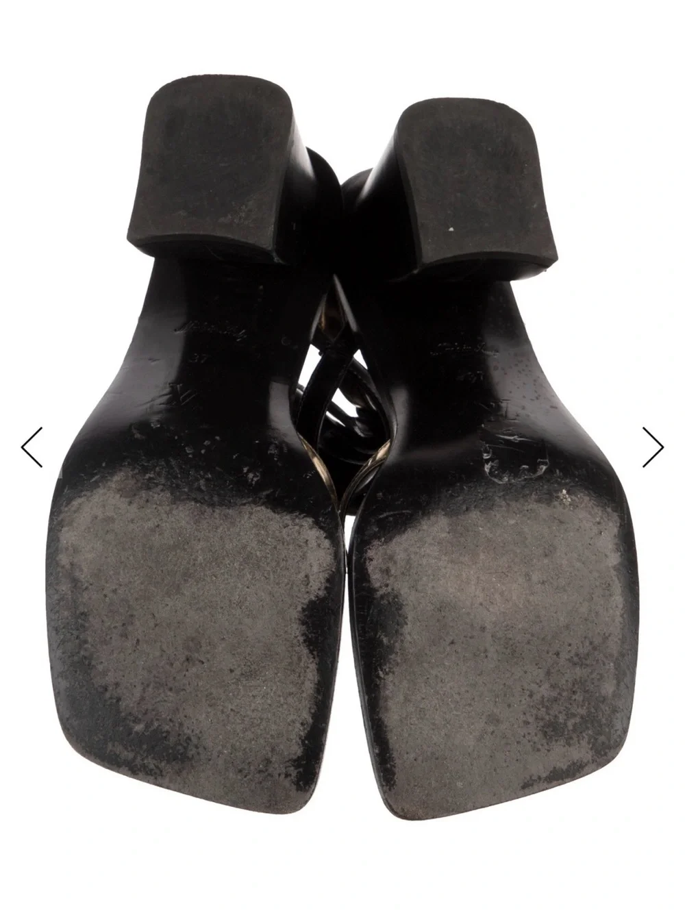 Louis Vuitton Black and Gold Bow T-Strap Block Heel Sandals
